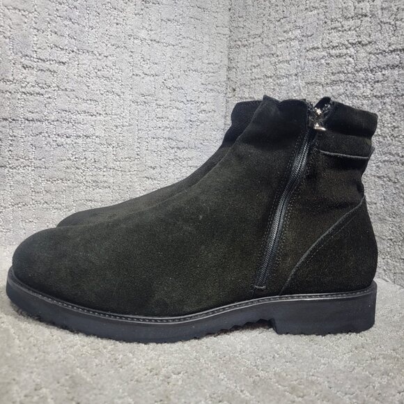 Giovanni Conti Men's Size EU 45 Black Suede Sherpa Lined Winter Ankle Boots - Picture 1 of 12
